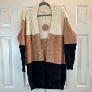 NWT Bibi Colorblock Cardigan Sweater Open Front